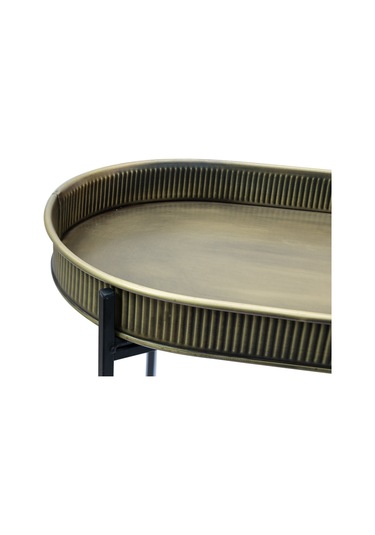 Standlı Oval Tepsili Sehpa Altın Rengi