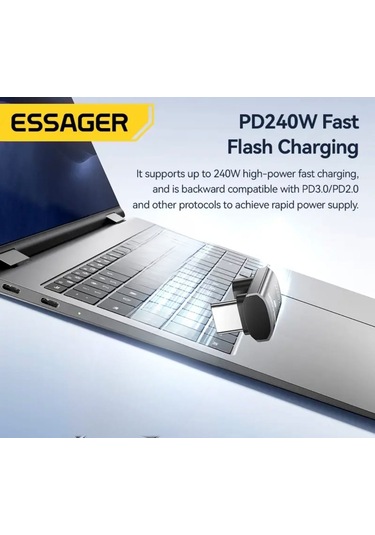 Essager Type-c Erkek To Type-c Dişi Adaptör 40gbps 8k+4k Usb 4.0 U Şekilli Ce Lisanslı Çevirici Dönüştürücü Adaptör