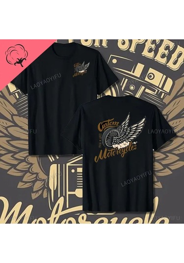 Laoyaoyifu Çapraz Pistonlar Mekanik Grafik T-shirt Erkekler Pamuklu Tee Gömlek Streetwearyellow Yellow