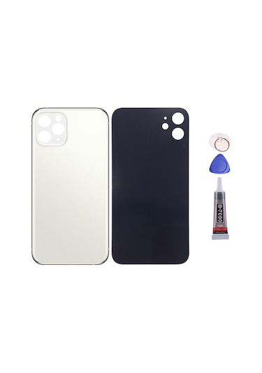 Apple Uyumlu iPhone 11 Pro Beyaz Arka Kapak Batarya Kapağı Pil Kapağı Yapışkan Ve Sökme Aparatıyla Beraber Full Set Beyaz