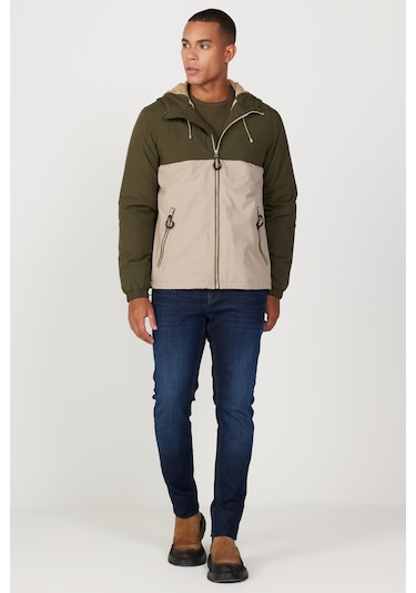 Ac&Co / Altınyıldız Classics Erkek Bej Hakı Standart Fit Normal Kesim Dik Yaka Yan Cep Mont Bej - Haki