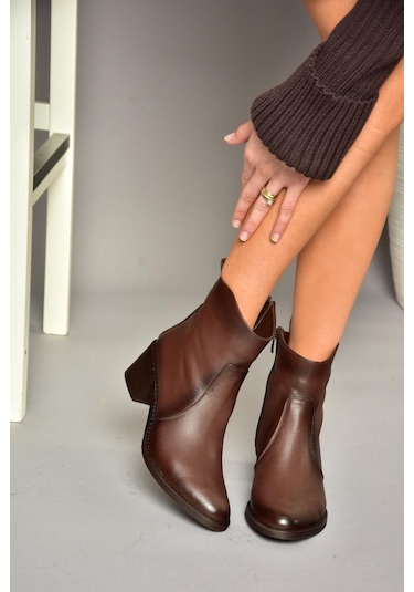 Fox Shoes T654043803 Kahverengi Hakiki Deri Kadın Bot Kahverengi