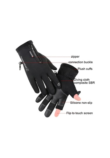 Unisex Windproof Dokunmatik Ekran Su İtici Kışlık Eldiven 001