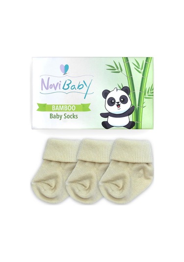 Novibaby 3'lü Bambu Yenidoğan Bebek Çorabı I Ecru I 0-6 ay "Karışık Renkli"