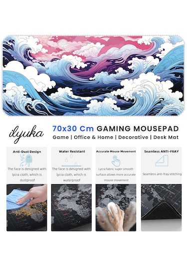 İlyuka Mousepad 70x30cm Büyük Boy Xl Mp457030 Japanese Waves