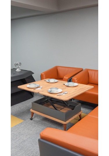 5 Kademeli Tekerli Akıllı Sehpa Barok - Antrasit