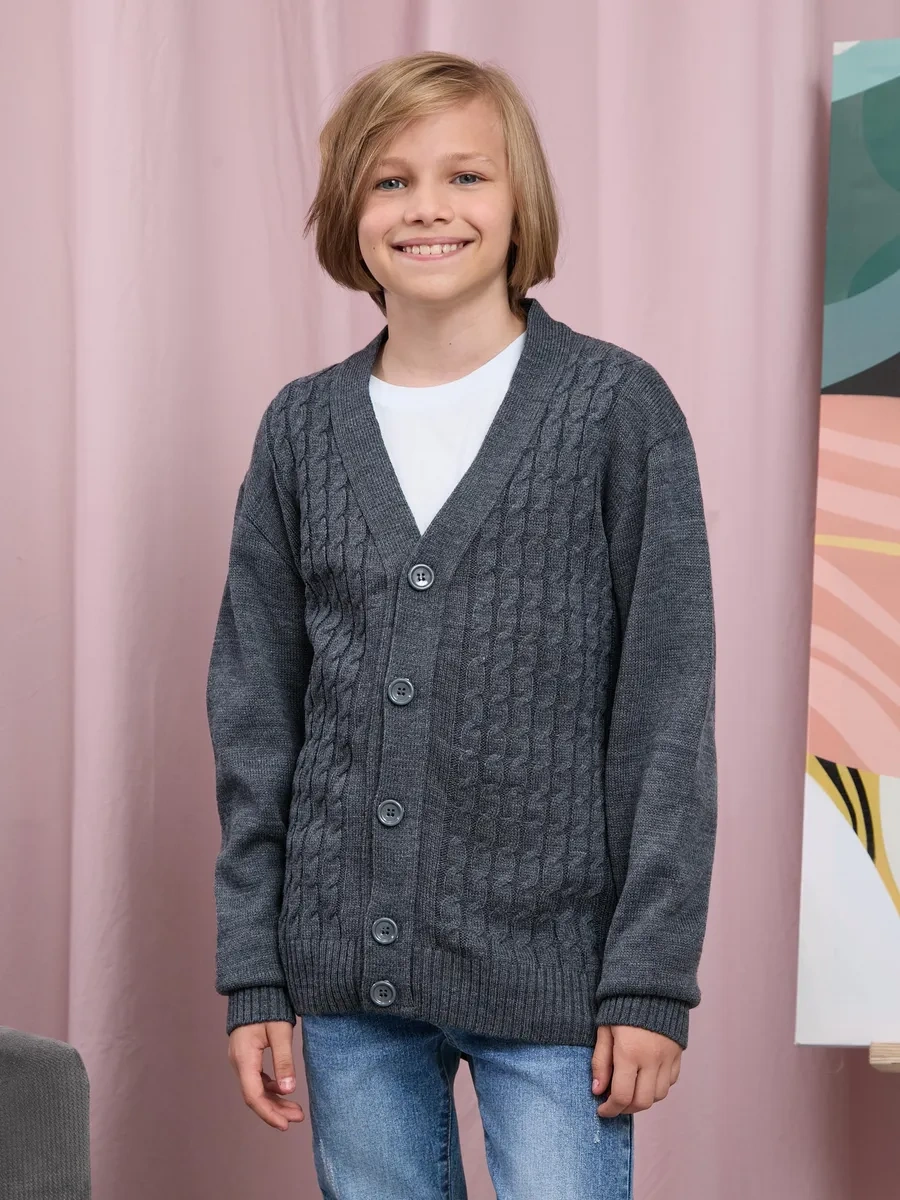 Siti Teks Düğmeli Okul Kazak 467345292 Gri