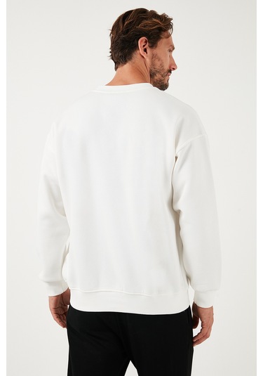 Buratti Regular Fit Bisiklet Yaka Pamuklu Içi Tüylü Yumuşak Şardonlu Erkek Sweat 5905405 Ekru