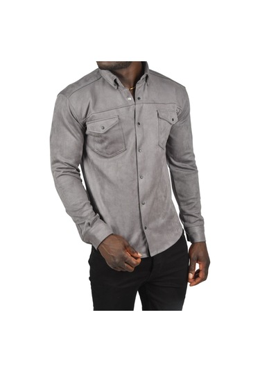 Deepsea Erkek Füme Çift Cep Süet Gömlek 2302329 Füme
