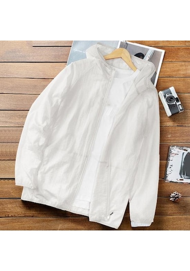 Mavi Gevşek Yaz Spor Ceket Hafif Hırka Güneş Koruma Ceket Erkek Giyim Güneşe Dayanıklı Mavi