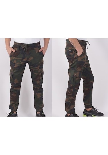 Black Steel,Bel-Paça Lastikli,Cepli Kamuflaj Pantolon-91000