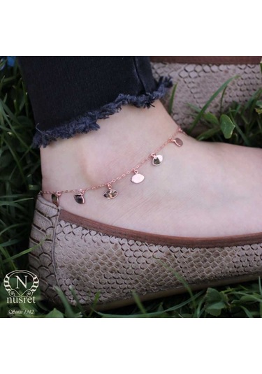 Nusret 925 Ayar Rose Gümüş Göz Model Halhal Rose Gold
