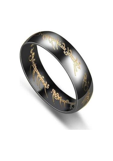 Fastbuy 18 Ayar Altın Kaplama Siyah Boncuk Zinciri Yüzük, 316l Paslanmaz Çelik Erkek Kadın Takı, 7 Siyah Standart Renk Siyah