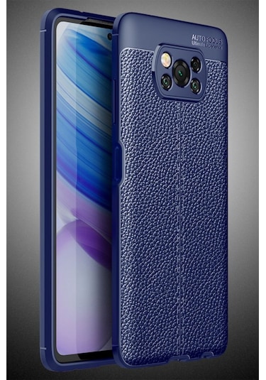 Xiaomi Poco X3 Pro Kilif Lens Koruma Deri Görünümlü Silikon Kapak 493893794