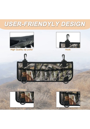 Aubyhe Kamuflaj Neopren Askeri Bel Çantası - Avcı Mühimmat Depolama Çantası Gri Desenli 36x13cm