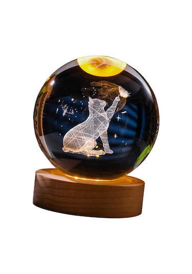 Suntek Magideal Çalışma Için Usb Kablosu Ile 6cm Şeffaf Top Gece Kedi Çok Renkli