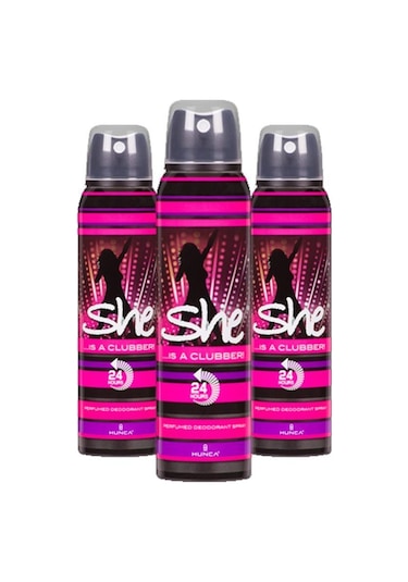 She is A Clubber Kadın Sprey Deodorant 3 x 150 ML