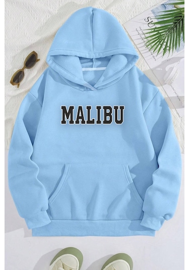 Malıbu Baskılı Oversize Sweatshirt Bebemavi Bebek Mavisi