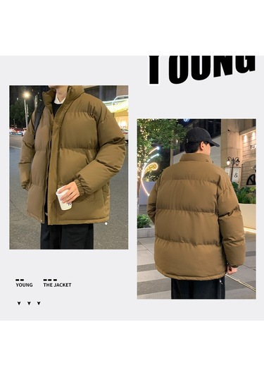 Yeni Stil Dik Yaka Pamuklu Ceket Günlük Rüzgar Geçirmez Pamuklu Ceket Kayısı