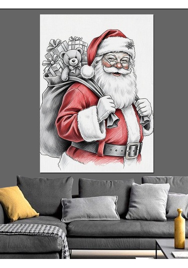 Ahşap Tablo Noel Baba Hediye Çuvalı