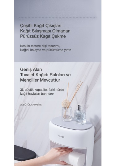 Ecoco Çekmeceli Dokunmatik Tuvalet Kağıdı Havlu Saklama Kutusu