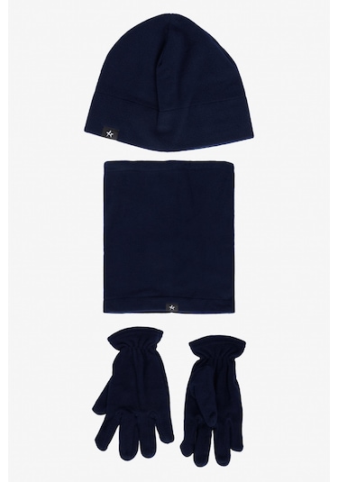 AC&Co / Altınyıldız Classics Erkek Lacivert Polar Bere Boyunluk Eldiven Set