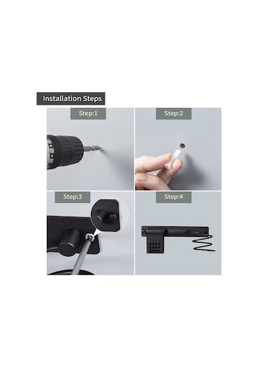 Lichen Saç Kurutma Makinesi Depolama Rafı, Banyo Saç Bakımı Siyah