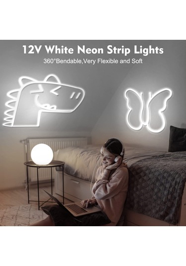 Fosenze Usb Led Neon Işık Şeridi 2m - Su Geçirmez, Esnek, Kolay Kurulum, Dış Mekan Uygun, Dekoratif Aydınlatma Beyaz