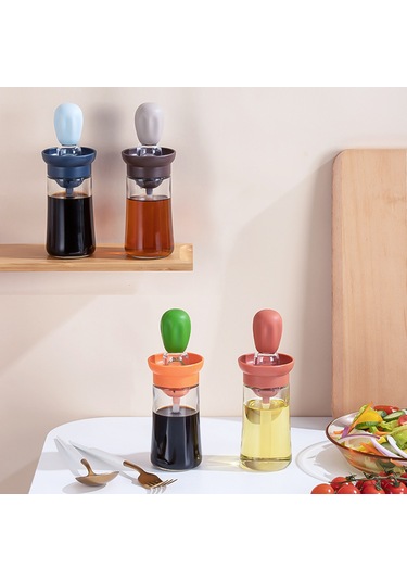 Hfambition Ev Fırında Ve Bahçe Barbeküs İçin Silikon Yağlı Fırça, Dozajlı Yağ Sokucu, Turuncu-yesil, Pratik Kullanım Çok Renkli