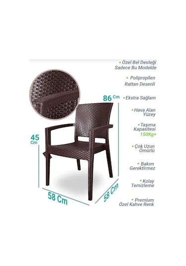 Zeugma Rattan Kollu Sandalye Koltuk Kahve Kahverengi