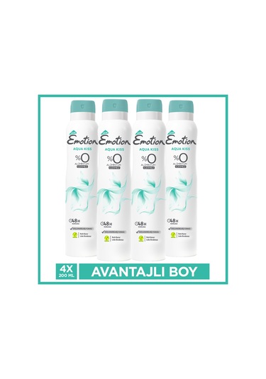 Emotion Aqua Kiss Kadın Alüminyumsuz Vegan Deodorant 4x200 Ml