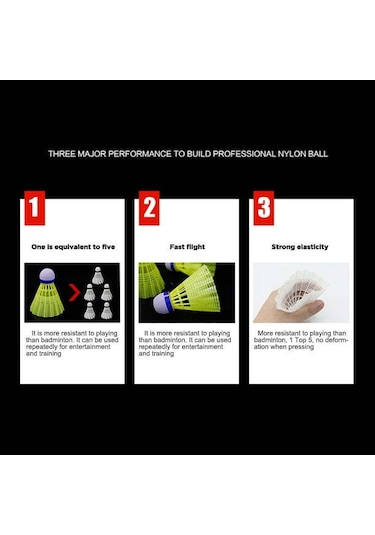 Vkemall 12'li Dayanıklı Nilon Badminton Topu Seti - Egzersiz, Antrenman Ve Eğlence İçin Sarı Plastik Shuttlecocklar