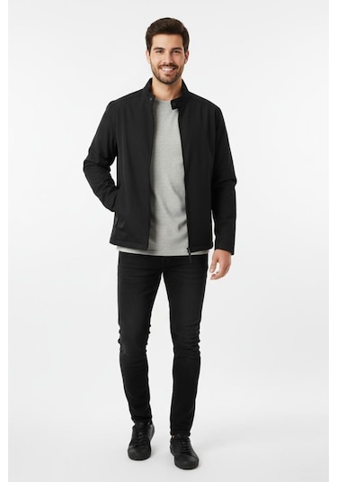 Erkek Büyük Beden Hakim Yaka Spor Mont 99547 Bbgl-st04878 Siyah