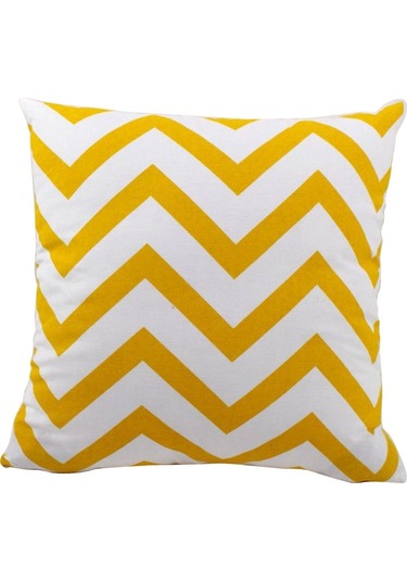 Suntek Kanvas Şerit Baskılı Kırlent Örtüsü Minder Sarı-50cm