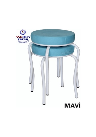 Tabure (Beyaz Ayaklı) (2 Adet)-Mutfak Balkon Tabur...