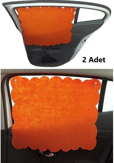 Oto Güneşlik Perdesi Yan Cam Araç Perdesi Arka Koltuk Emzirme Örtüsü Turuncu Keçe Vantuzlu 2 Adet