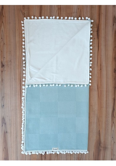 S.kahve Kız Erkek Bebek Battaniyesi Pike %100 Pamuklu Doğal Organik Uyku Çift Taraflı Örtü 86x86cm Btn10248 Yeşil