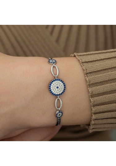 Blackcraft 925 Ayar Gümüş Nazar Boncuklu Bileklik