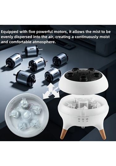Motion003 Babıqt Dinamik Denizanası Arom Difüzörü Beyaz 3d Mantar Tasarım Uzaktan Kumandalı Çift Sis Nemlendirici 220-240v Abs Ev Ofis İçin