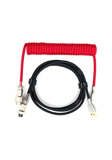 Mekanik Klavye Sarmal Kablo Tip C - Usb Veri Kablosu Kırmızı