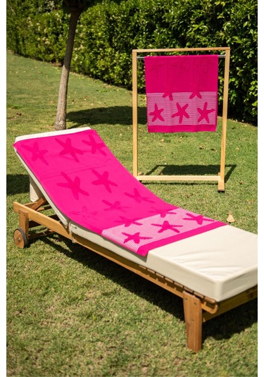 Menderes Home Cotton Collection Bukle Plaj Havlusu Yıldız Fuşya