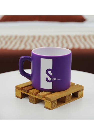 Bk Gift Kişiye Özel İsimli Mor Renkli Middle Çay & Kahve Fincanı-4, Arkadaşa Hediye, Sevgiliye Hediye, Doğum Günü Hediyesi Kobitmeyencom32524 Bk Gift