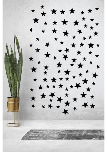 100 Adet Ahşap Yıldız Dekoru Duvar Süsü Yıldızlar - Duvar Dekerasyon - Ev Süsü