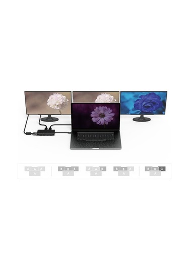 Mcstorey Type-C Vga Hdmı Ethernet Dönüştürücü 2Xhdmı 4K Hd Mfı-Gri