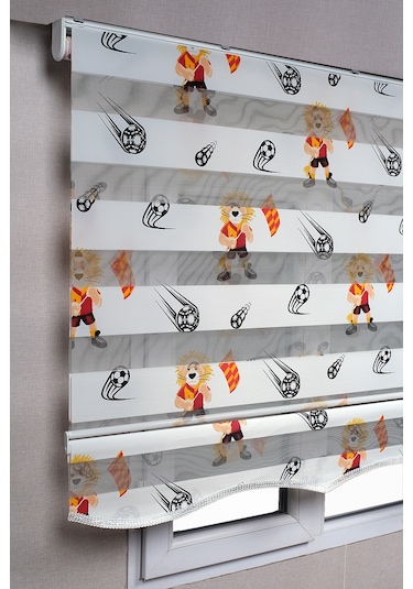 Etekli Galatasaray Taraftar Aslan Desenli Genç Odası Zebra Stor Güneşlik Perdeler