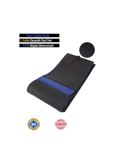 Audi Q5 İçin Uyumlu Özel Süper Deri Direksiyon Kılıfı, Mavi Şeritli Spor Dikiş