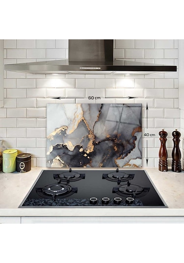 Decorita Cam Ocak Arkası Koruyucu|Stark MermerGörünümlü|40cmx60cm