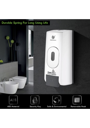 Reedark "500ml Duvar Tipi Köpük Sabun Dispanseri - Hijyenik, Sızdırmaz, Şeffaf Gövde İle Otel Ve Hastaneler İçin" Beyaz