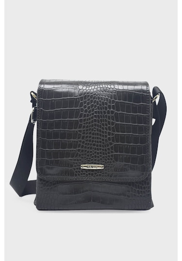 Kanuga Ysmn1973 Siyah Kroko Unisex Çapra Çanta Siyah Kroko