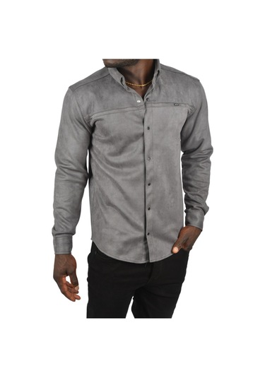 Deepsea Erkek Füme Çıtçıtlı Süet Gömlek 2500556 Füme